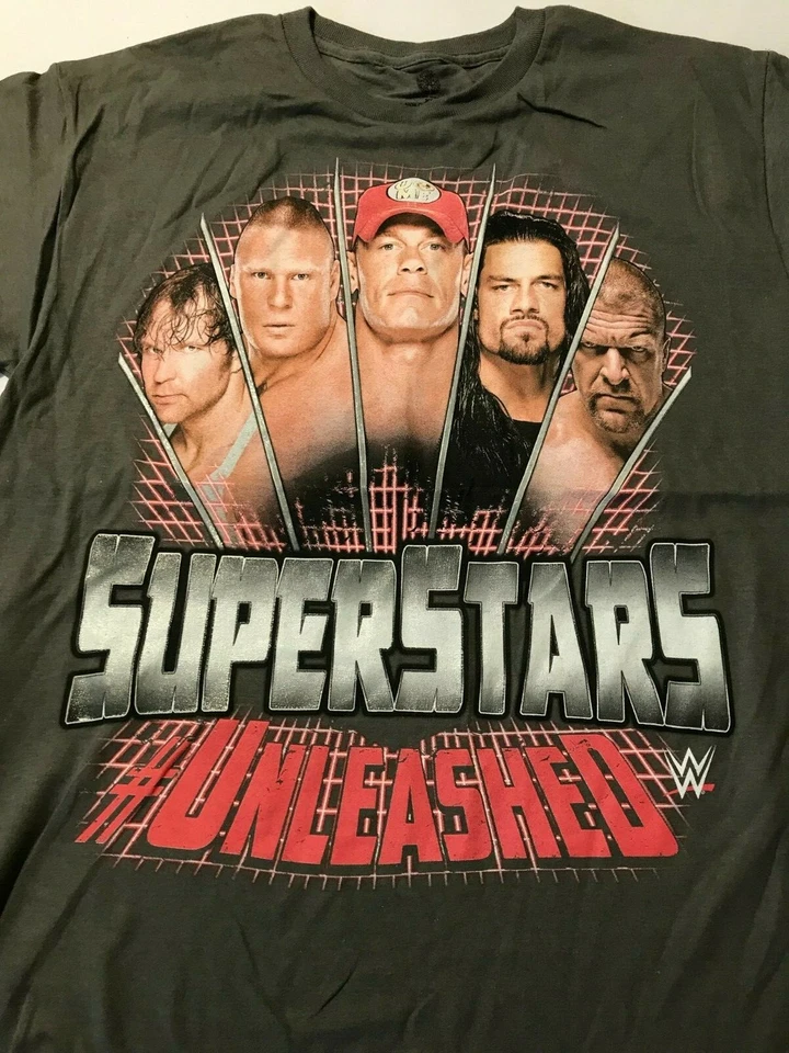 WWE WRESTLING SUPERSTARS REIGNS, CENA, LESNAR T-SHIRT BOYS X-LARGE - Image 1 of 1