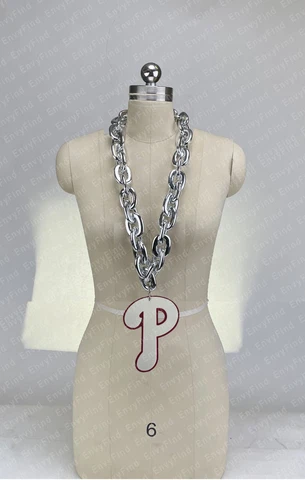 New MLB Philadelphia Phillies Silver Jumbo Big Fan Chain Necklace Foam MI USA Cover