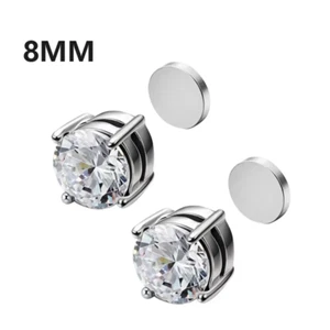 1Pairs Crystal Strong Magnetic Ear Stud Clip Earrings for Men and Women Punk rou - Picture 1 of 12