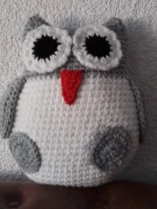 Eule Kissen Deko gehäkelt Schmusetier - Bild 1 von 3