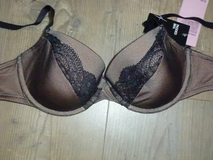 BH, Gr.75 C, beige-schwarz, Spitzeneinsätze, padded Bra H&M *neu* - Bild 1 von 3