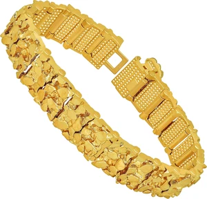 Pulsera de eslabones Nugget de 16mm para hombre y mujer, chapada en oro de 24 q - Bild 1 von 12