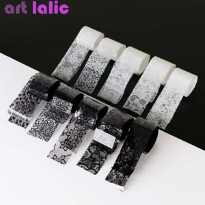 10 Rolls Black White Lace Transfer Foil Nail Art Sexy Full Wrap Gel Polish Decor - Picture 1 of 4