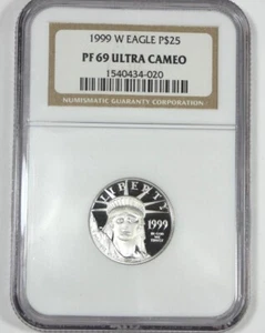 Proof 1999 American 1/4 oz Platinum Eagle $25 NGC PROOF  69 Ultra Cameo - Picture 1 of 4