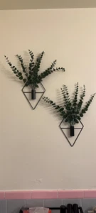 2 Pcs Hanging Planters with Artificial Plants Metal Hanging Vase Wall Art Decor - Picture 1 of 3