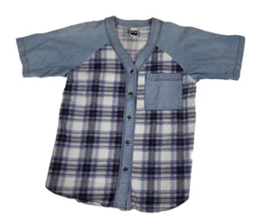 Vintage Keramik Shirt Flanell Denim Block Druck Shrt SLV Knopf vorne Gr. M Made in USA - Bild 1 von 8