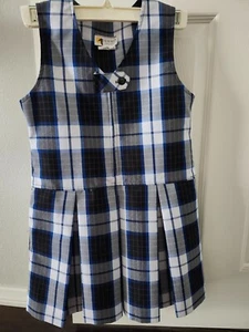 DENNIS UNIFORM ADAMS PLAID GIRLS V-NECK ZIP-FRONT JUMPER SCHOOL UNIFORM - SIZE 7 - Picture 1 of 2