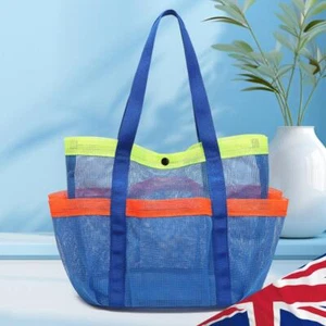 Mesh Beach Bag Foldable Swimming Pool Bag Waterproof 7 Pockets for Outdoor Beach - Picture 1 of 18