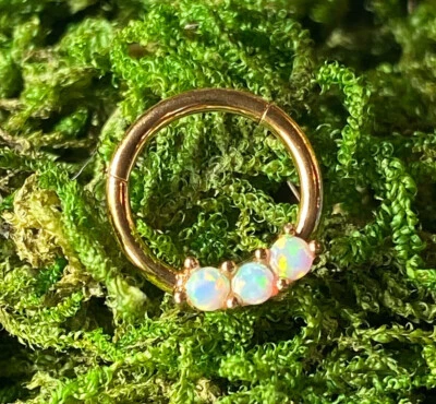 1 pieza Tres Ópalos Segmento Anillo Clicker Tabique Acero Quirúrgico 316L  Foto 1 de 4