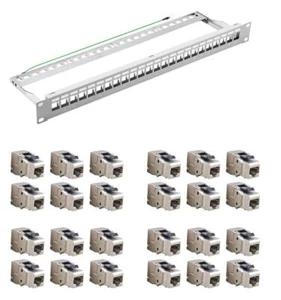 19" Patchpanel 24 Port 1HE + 24x CAT6 Keystone Modul Kupplung Verbinder Metz BTR - Bild 1 von 6