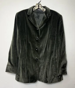 AKRIS PUNTO Olive Green Velour Jacket Blazer Size 14 - Picture 1 of 7