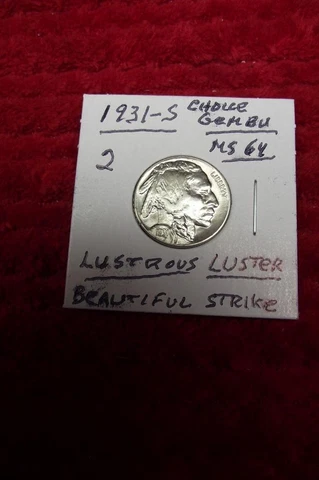 1931-S Buffalo Nickel, LUSTROUS Beautiful (PREMIUM GEM BRILLIANT UNCIRCULATED #2 Cover