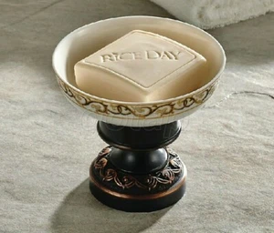 Bathroom Accessory Deck Mounted Oil Rubbed Bronze Soap Ceramic Dish Holder - Picture 1 of 4