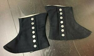 18th Century Black Wool Short Gaiters - Pewter Buttons, NEW Rev War Reproduction