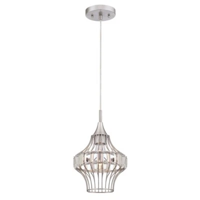 Lámpara Colgante Luz Shannon Cristal Níquel E27 Araña Salón Foto 1 de 2