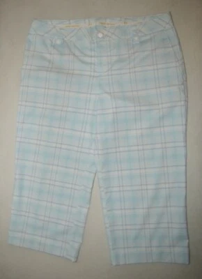 NEW Womens Under Armour Golf Shorts. Size 16 Blue Plaid. 21" Inseam. - Image 1 of 2