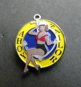AHOY SAILOR CLASSIC NOSE ART USN USAF LAPEL PIN BADGE 1 INCH - Picture 1 of 2