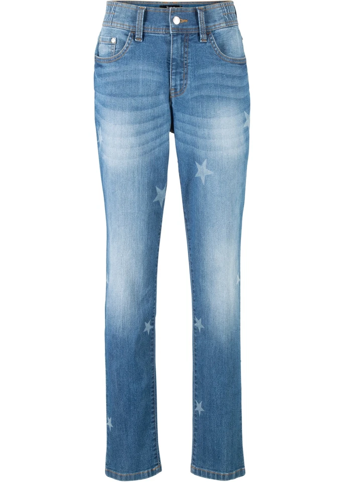 Neu Boyfriend-Jeans mit Sternen Gr. 40 Blue Stone Damenjeans Freizeit-Pants - Bild 1 von 1