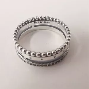 Signature  Collection Logo,  Pavé Pave, Beaded 3-in-1 Ring Pandora - Picture 1 of 4