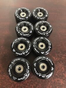 Black Outdoor Quad Speed Roller Skate Wheels + Bag. Set Of 8