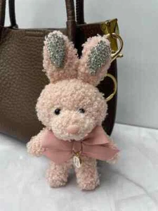 Cute Bunny Bag Charm Kawaii Pink Rabbit Plush Bag Keychain Doll Handbag Keyring - Picture 1 of 2