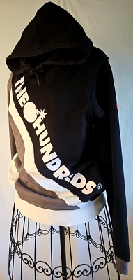 Moletom com capuz masculino The Hundreds pequeno preto cinza branco pulôver algodão/poli - Imagem 1 de 4