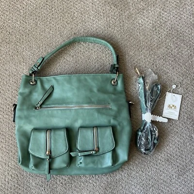 Bolsa tote hobo couro vegano verde lago Frozen nova sem etiquetas Urban Expressions - Imagem 1 de 4