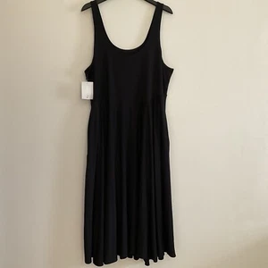 Athleta Costa Midi Dress Women’s Plus Size 2X Black Swing Stretch Pockets - Picture 1 of 8