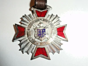 DEMOLAY GRAND COUNCIL MASONIC KNIGHTS TEMPLAR MEDALLION LEATHER WATCH FOB - Picture 1 of 5