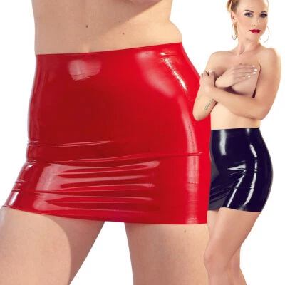 Late x Minirock Damen Reizwäsche hauteng glänzend Clubwear schwarz rot "Flexy