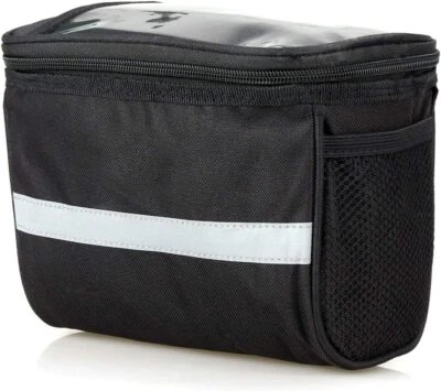 Bolsa delantera aislada para cesta de bicicleta MTB bolsa para manillar de bicicleta con tira reflectante Foto 1 de 4
