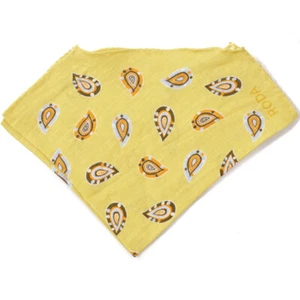 NWT RODA Yellow-Orange-Sky Blue Paisley Print Linen Pocket Square - Picture 1 of 4