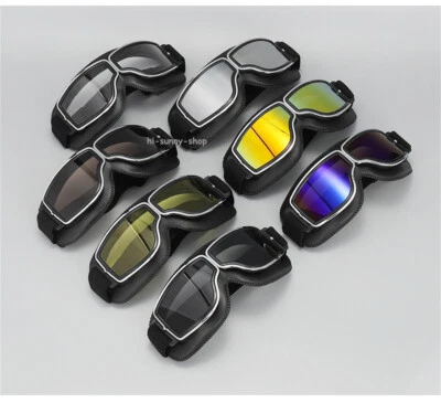 Motorcycle Vintage Bike Goggles Windproof Retro Motocross Glasses Sport Eyewear - Image 1 of 4