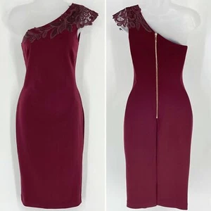 Ted Baker London Jalis Red Wine Lace Applique One Shoulder Dress 0 XS NWTAA2 -39 - Picture 1 of 7
