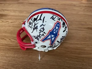 Houston Oilers Autographed Mini Football Helmet - Steve McNair, Bruce Mathews - Picture 1 of 7