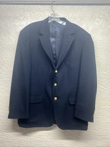 Orvis Dark Navy Blue 3 Gold Button Sports Coat Blazer Suit Jacket Mens 44L - Picture 1 of 18