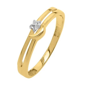 Star & Moon Ring in 10K Two Tone Gold - Picture 1 of 2