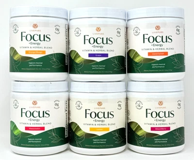 Live Pure Focus + Energy TUB 30 Scoops: Grape Watermelon Berry Lemon Orange Mang - Image 1 of 3