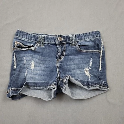 Pantalones Cortos Maurices Mujer Talla 5/6 Tiro Bajo Desgastados 2.5" Entrepierna Denim Azul Foto 1 de 4