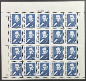 US Great Americans Scott 2194e variety, $1 Hopkins, Sheet of 20, Extra Fine, MNH - Picture 1 of 3