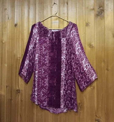 Blusa túnica floral para mujer Great Northwest Indigo, grande Foto 1 de 4