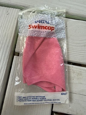 Gorra de natación vintage Spectra Collection para adultos ~ rosa ~ flores en relieve ~ correa para la barbilla ~ Foto 1 de 3