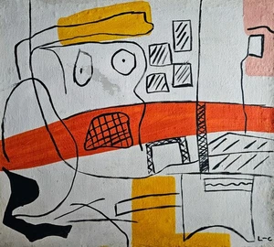 Le Corbusier Signed Modernist Oil Painting on Canvas - French Architectural Art - Picture 1 of 4