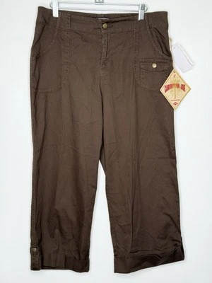 Nuevo con etiquetas Pantalón Cargo Caribbean Joe Capri 10 Para Mujer Pierna Ancha Algodón Bolsillos Marrón Foto 1 de 4