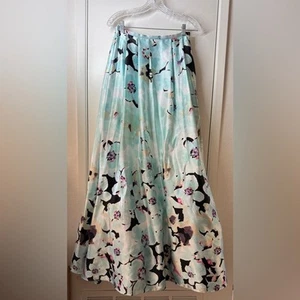 Blondie Nites Floral Formal Maxi Tulle Underskirt Lined Blue Cream Skirt Size 7 - Picture 1 of 13