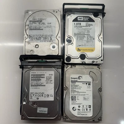 Lote de 4 HDDs SATA mistos de 3,5" — 1TB, 500GB, 160GB (2) - Imagem 1 de 4