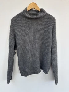 360 Cashmere Sweater XS Gray Waffle Knit Turtleneck Tunic - Picture 1 of 3