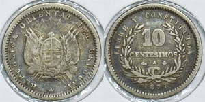 Uruguay 1877 10 Centesimos VF, Silver 198530 combine shipping - Picture 1 of 3
