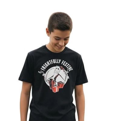 Camisa Disney Jack Skellington Niños XL Negra Terriblemente Festiva Gráfica Camiseta Y2K Foto 1 de 4