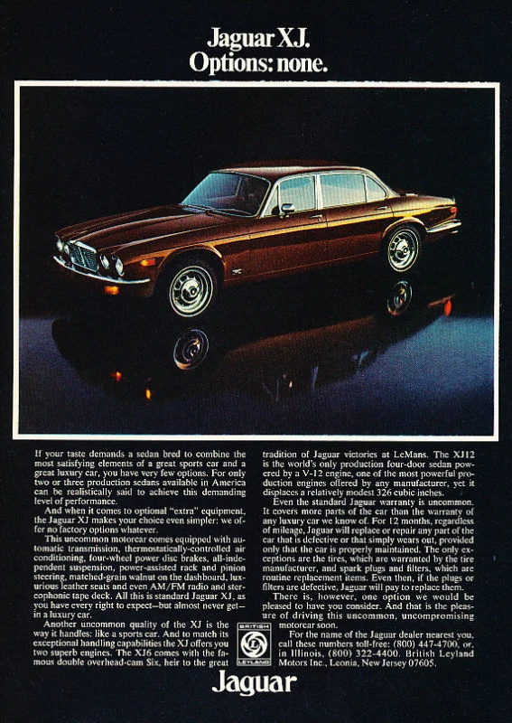 Jaguar XJ XJ12 V12 1977 marrón anuncio publicitario vintage Foto 1 de 1